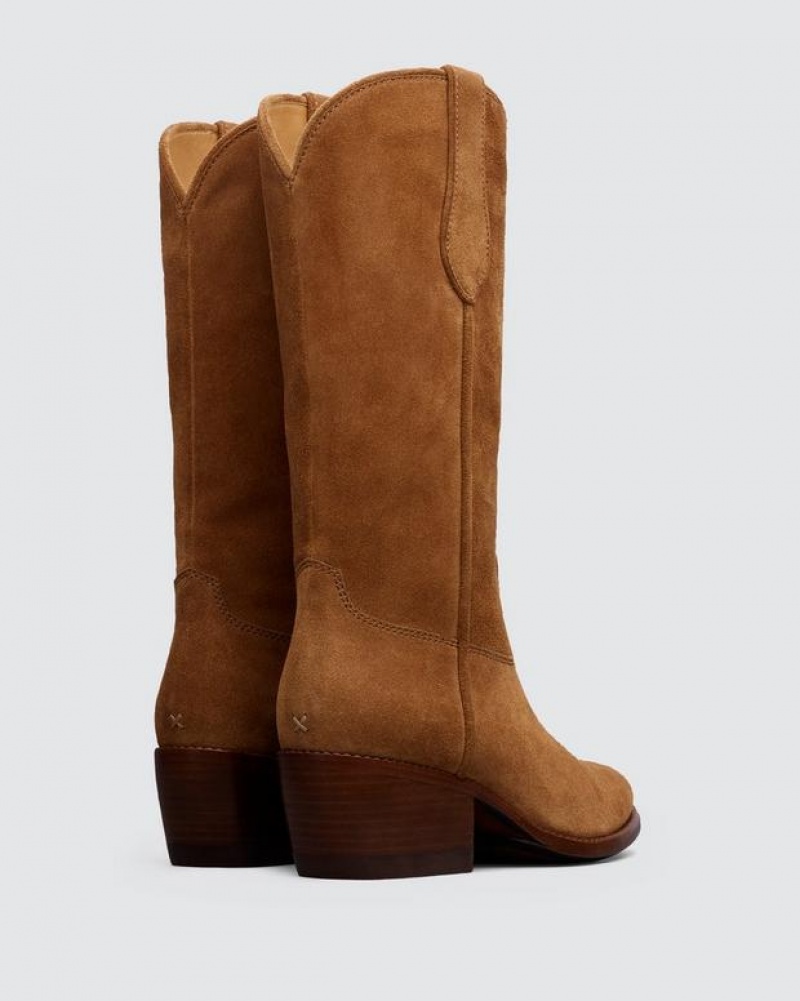 Women's Rag & Bone Rb Cowboy - Suede Heeled Boots Sabbia Suede | 849JGULKS