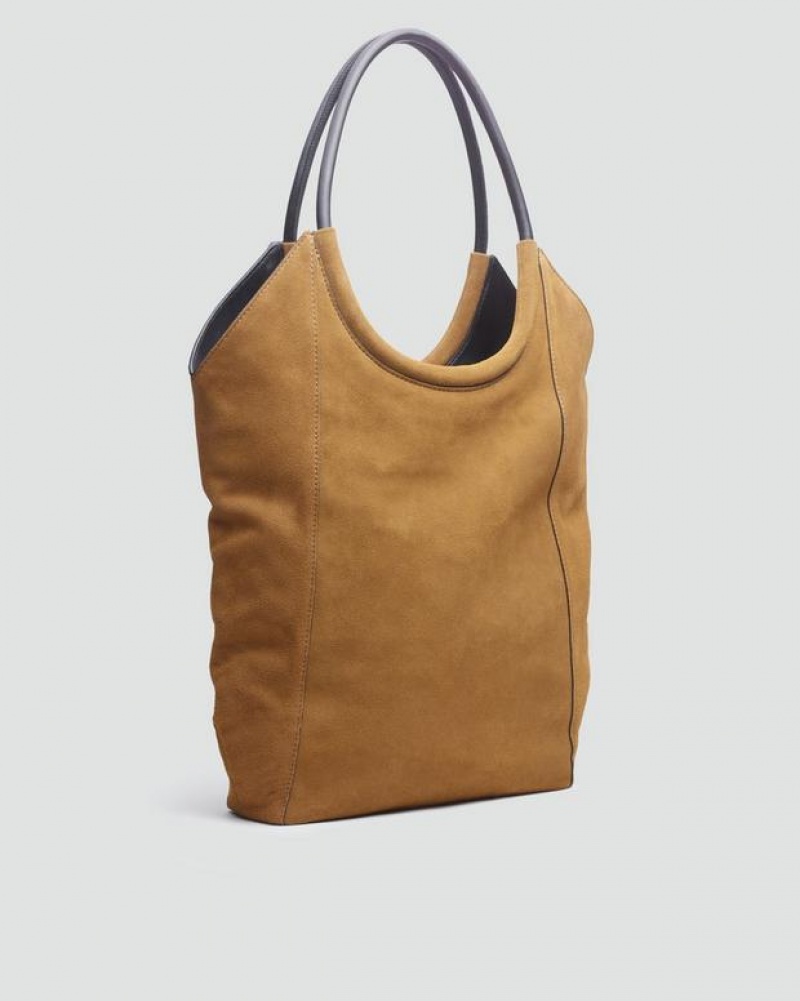 Women's Rag & Bone Remi Shopper Large Tote Bags Brown | 024NDZOGH