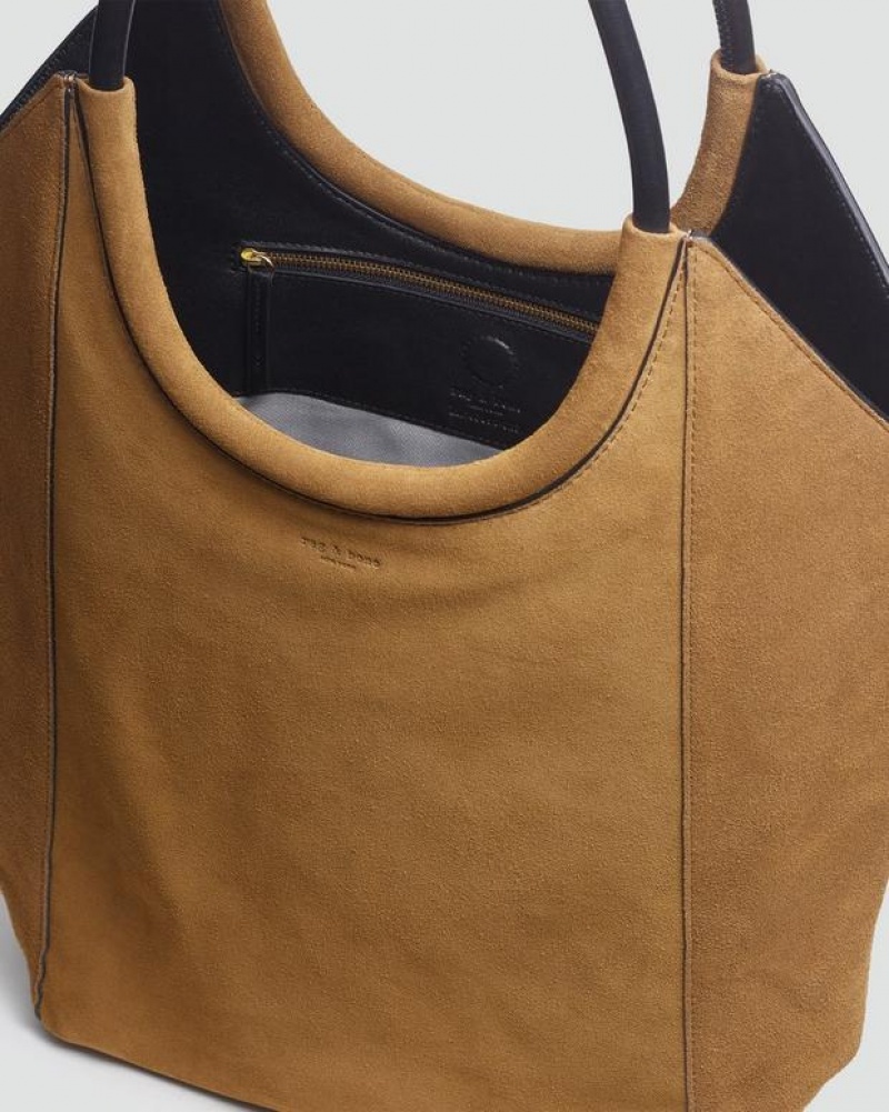 Women's Rag & Bone Remi Shopper Large Tote Bags Brown | 024NDZOGH