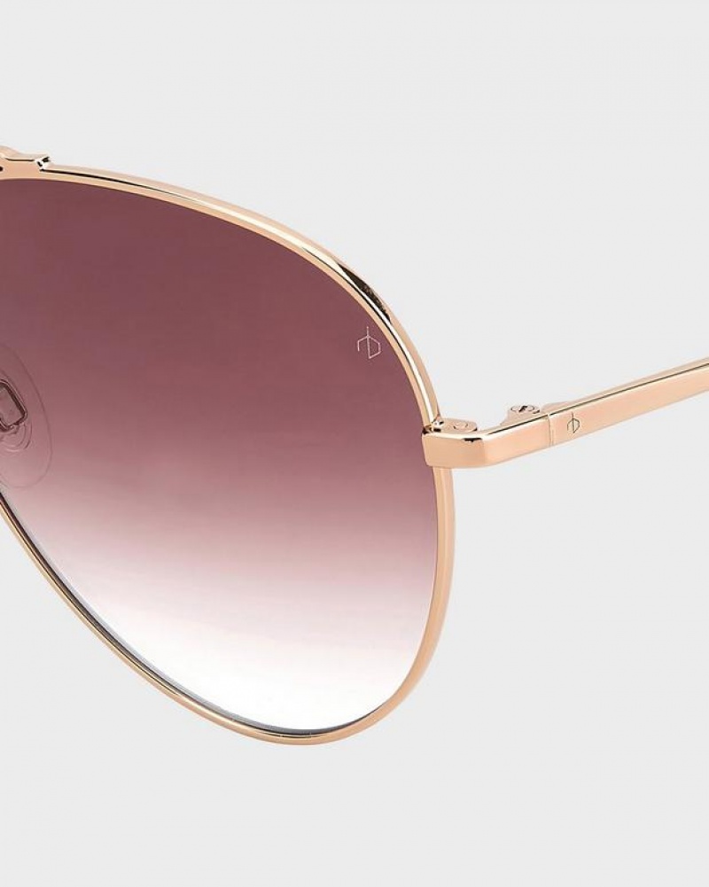 Women's Rag & Bone Ren Pilot Sunglasses Red Gold | 095JLPQRC