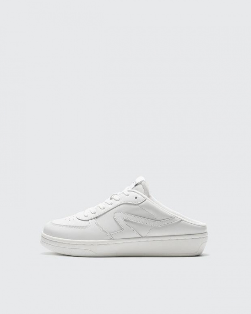 Women\'s Rag & Bone Retro Court Mule - Leather Slip On Sneakers White | 129LAQRBU