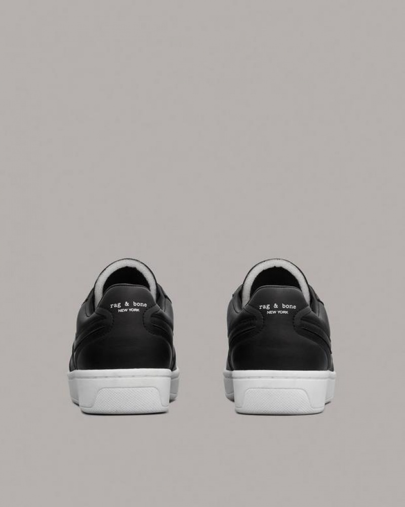 Women's Rag & Bone Retro Court - Leather Low Sneakers Black | 469NPADZI