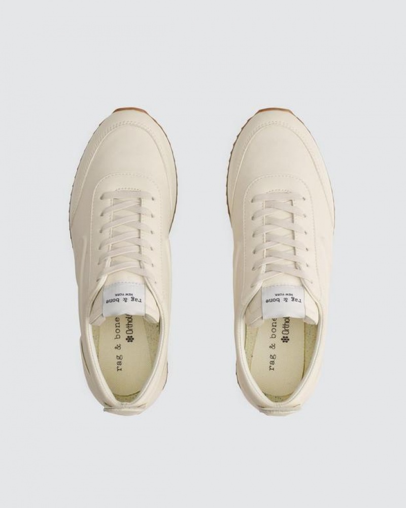 Women's Rag & Bone Retro Runner - Leather Low Sneakers Birch | 908GXLOJW