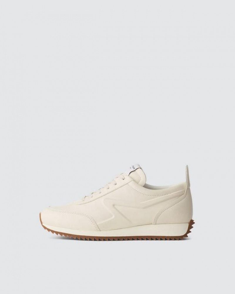 Women\'s Rag & Bone Retro Runner - Leather Low Sneakers Birch | 908GXLOJW