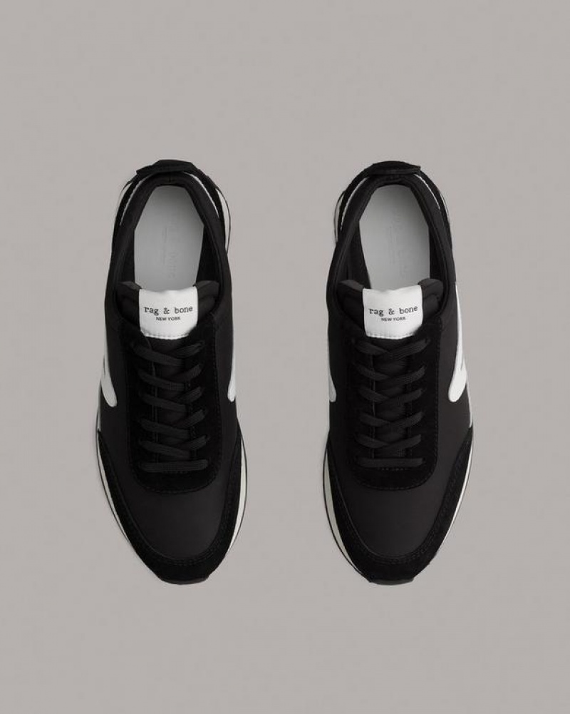 Women's Rag & Bone Retro Runner - Recycled Materials Low Sneakers Black | 401JSDKNH