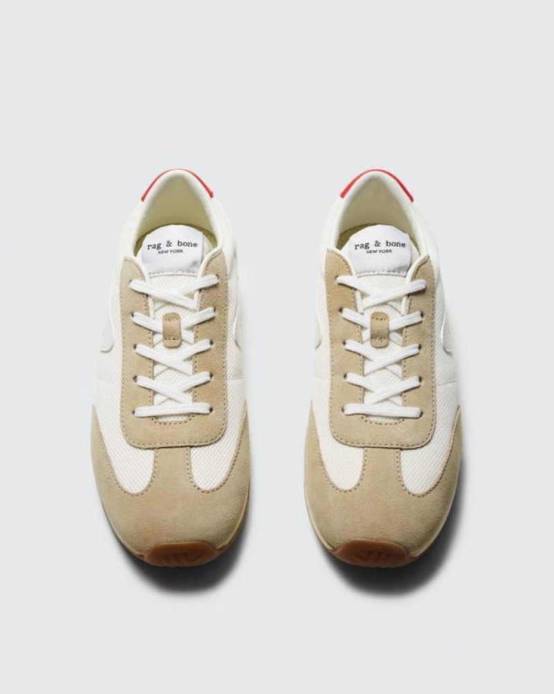 Women's Rag & Bone Retro Runner - Suede Low Sneakers Off Wht | 654LMYUSR