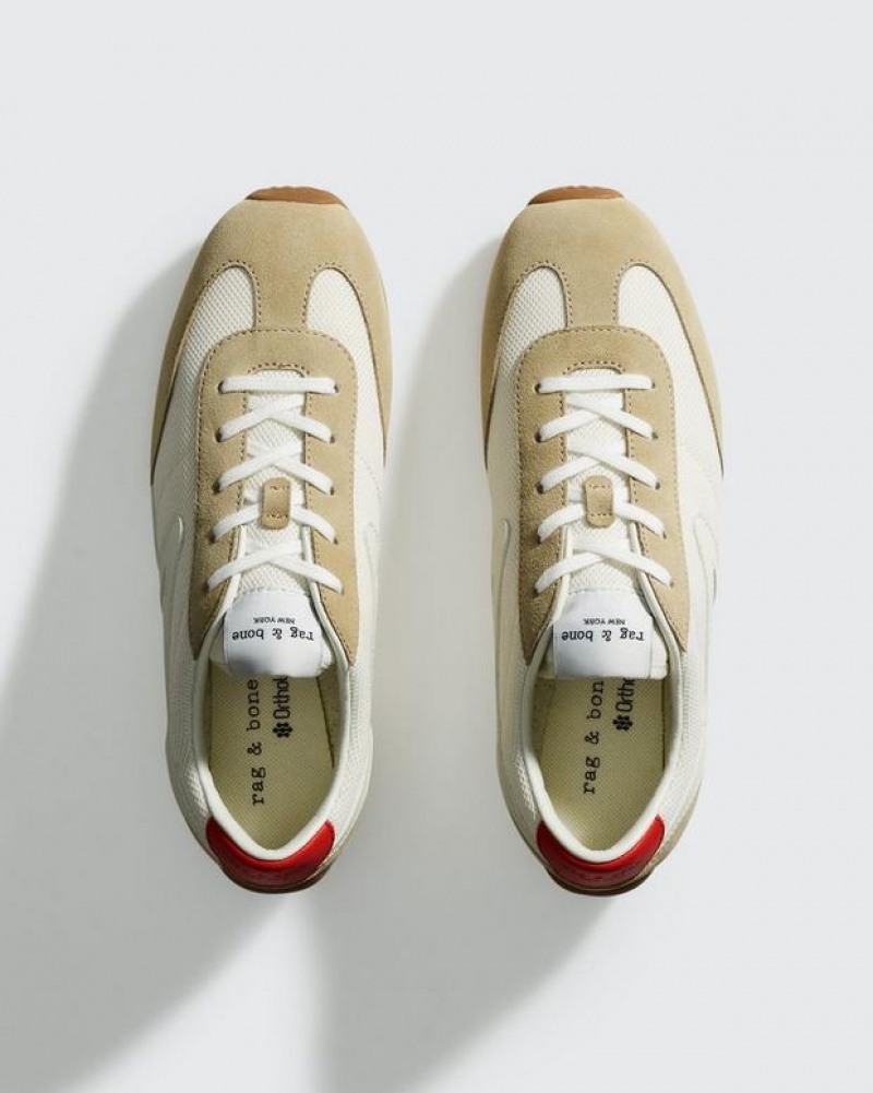 Women's Rag & Bone Retro Runner - Suede Low Sneakers Off Wht | 654LMYUSR