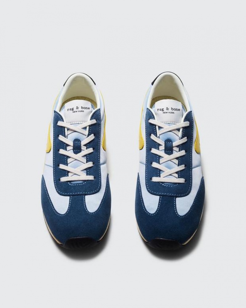 Women's Rag & Bone Retro Runner - Suede Low Sneakers Blue | 469FCQOJX