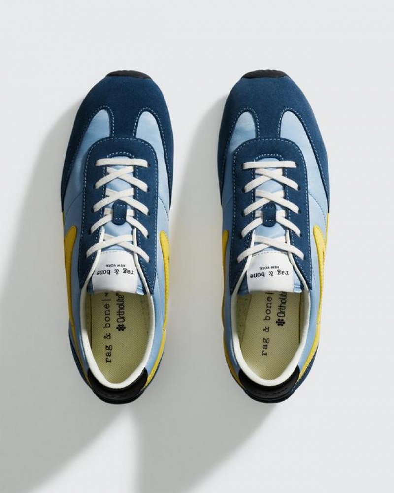 Women's Rag & Bone Retro Runner - Suede Low Sneakers Blue | 469FCQOJX