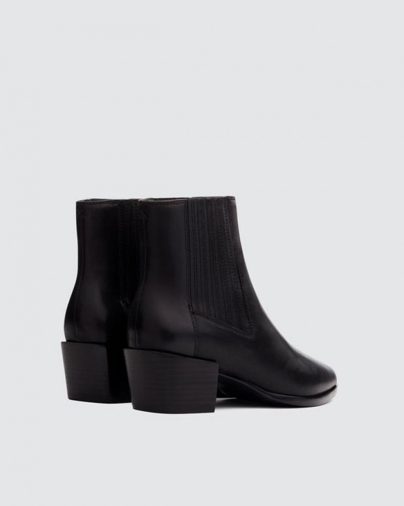 Women's Rag & Bone Rover - Smooth Leather Chelsea Ankleie Boots Black | 597YTEIJG