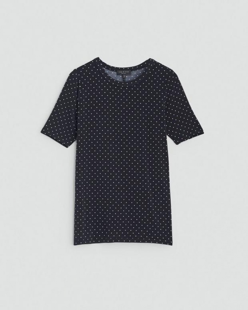 Women's Rag & Bone Sabeen Sleeve Tee Jersey T-Shirt Polka Dot | 984FLEPMC