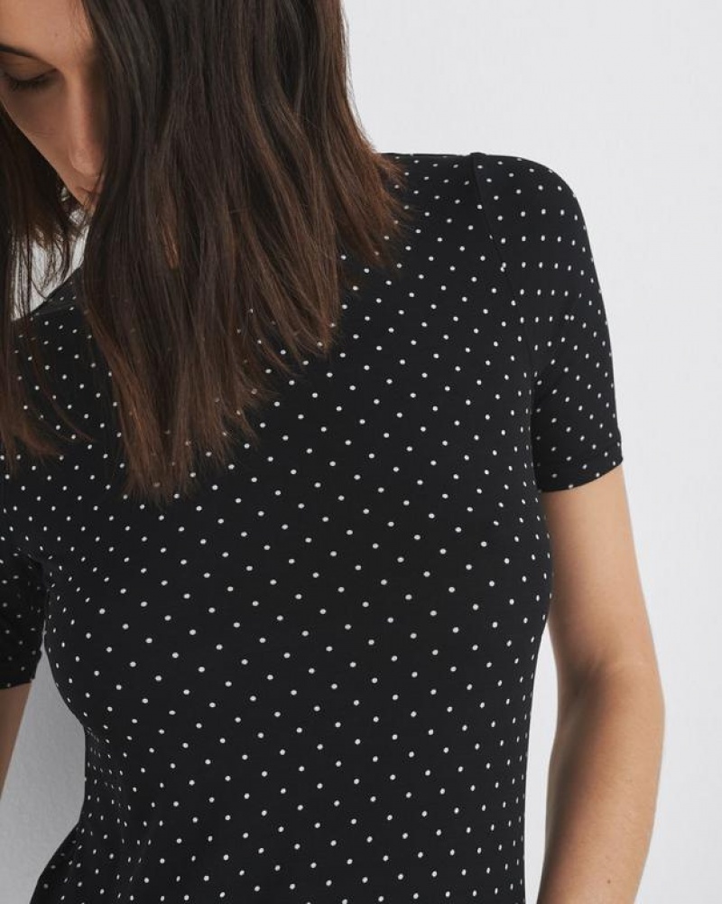 Women's Rag & Bone Sabeen Sleeve Tee Jersey T-Shirt Polka Dot | 984FLEPMC