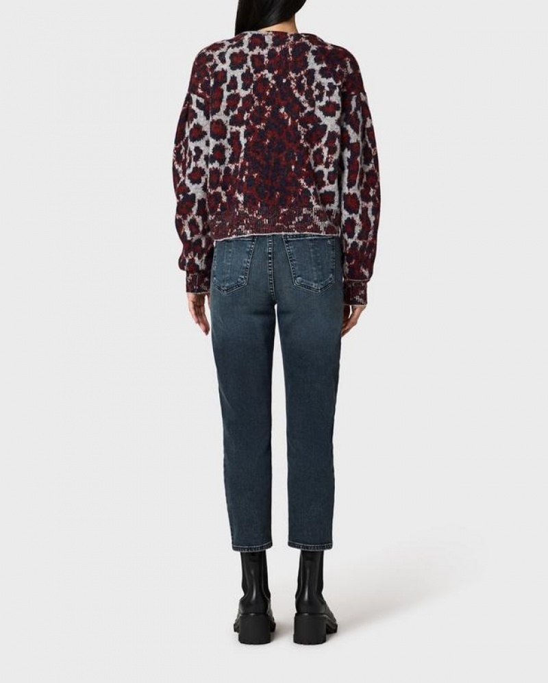 Women's Rag & Bone Sarah Wool Leopard Cardigan Relaxed Fit Sweaters Leopard | 048UJVIXZ