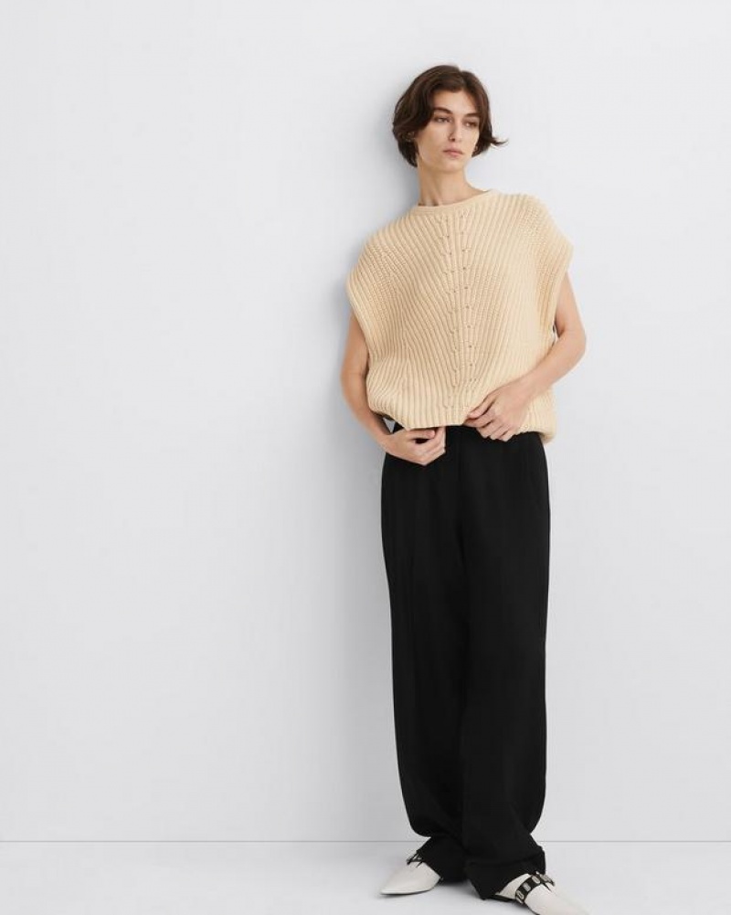 Women's Rag & Bone Shane Cotton Relaxed Fit Sweaters Light Dove | 413UIJZAQ