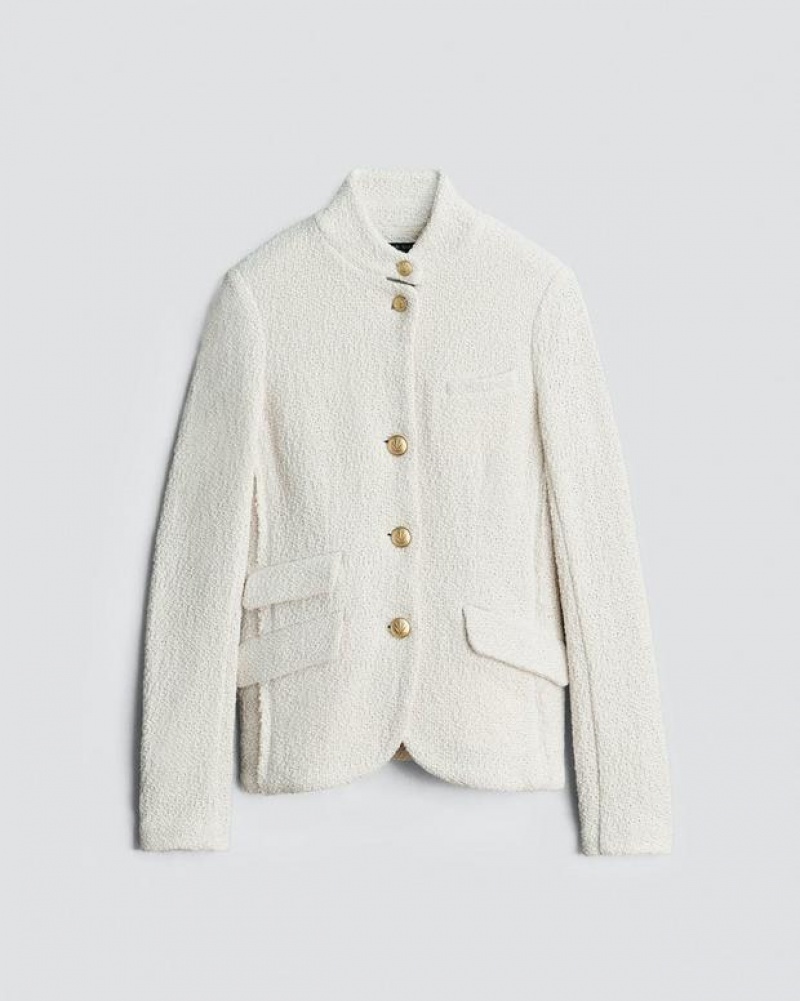 Women's Rag & Bone Slade Cotton Slim Fit Blazers Ecru | 137LVMJWA