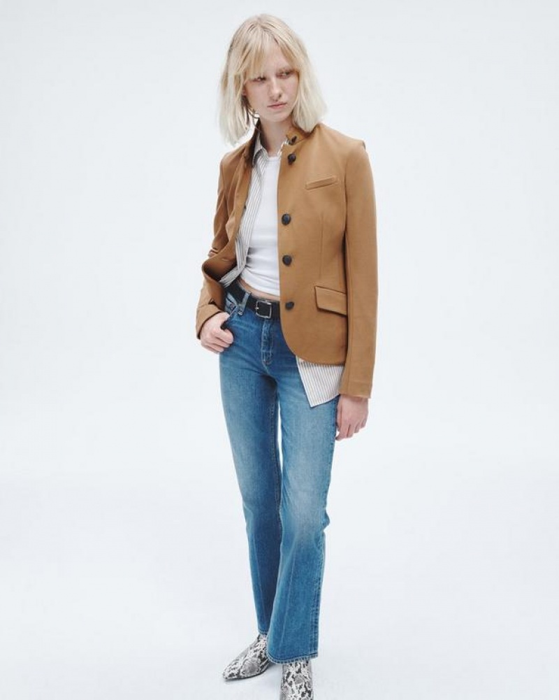 Women's Rag & Bone Slade Ponte Slim Fit Blazers Brown | 521ANZCGE