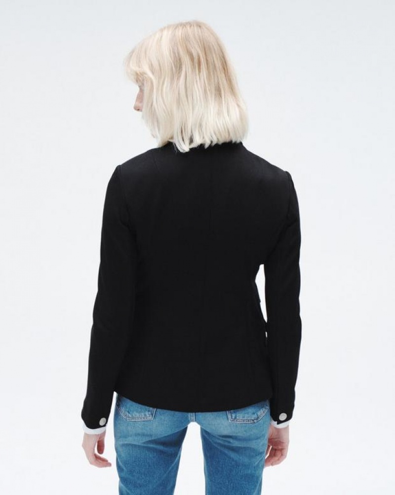 Women's Rag & Bone Slade Ponte Slim Fit Blazers Black | 275CMAQBX