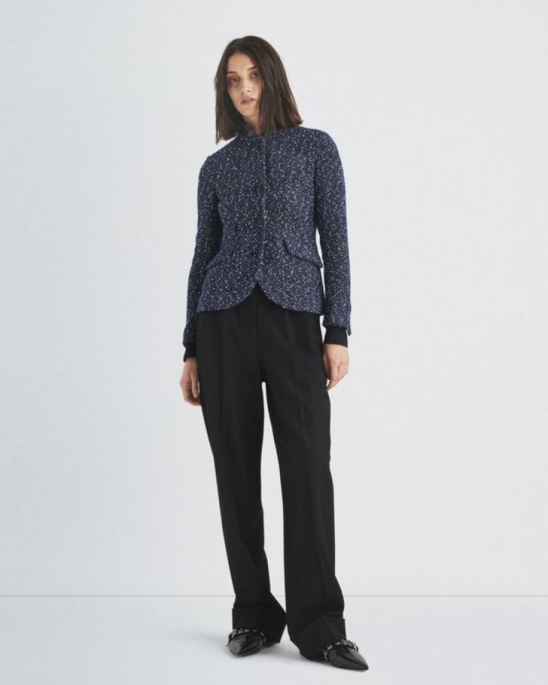 Women's Rag & Bone Slade Tweed Slim Fit Blazers Blue | 370FYRVTM