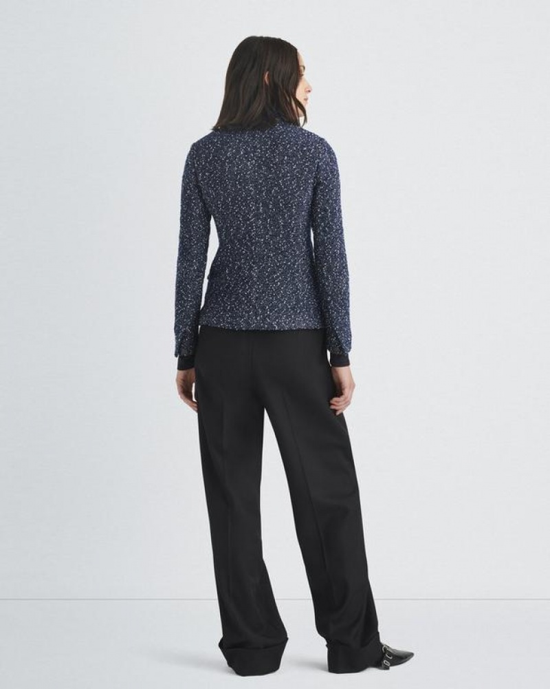 Women's Rag & Bone Slade Tweed Slim Fit Blazers Blue | 370FYRVTM