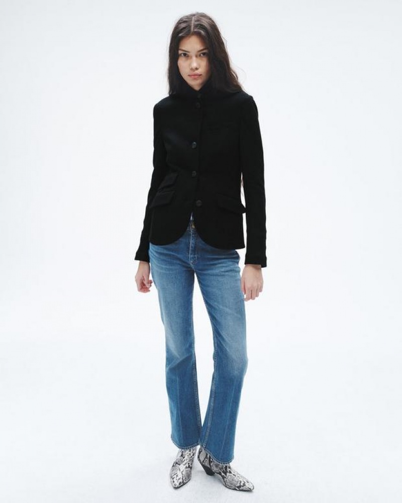 Women's Rag & Bone Slade Wool Tailored Fit - Takisada Blazers Black | 374JTQZXL