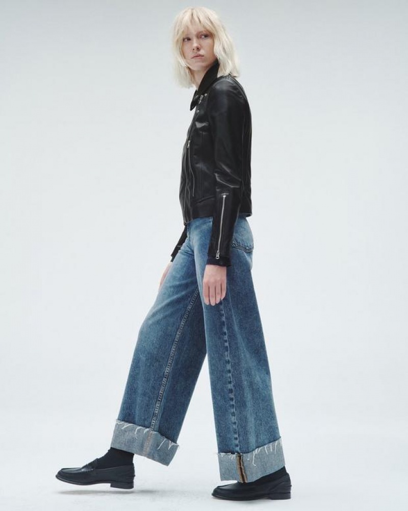 Women's Rag & Bone Sofie Ankle Ultra Wide-Leg High-Rise Lightweight Rigid Jeans Pebbles | 092KDYWFL