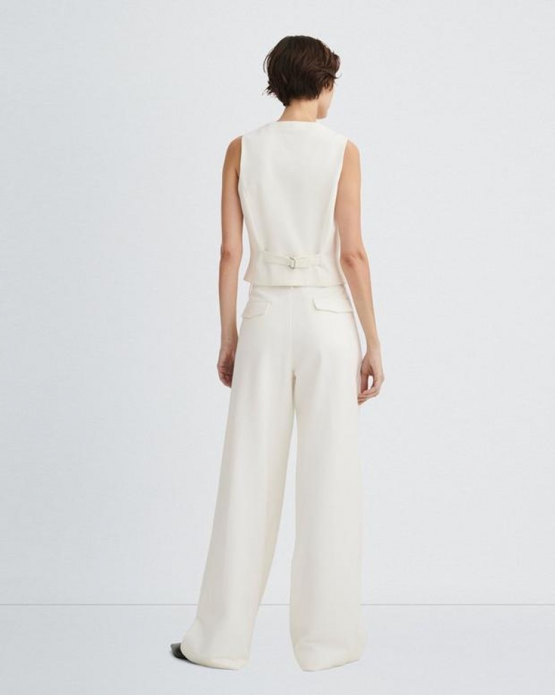 Women's Rag & Bone Sofie Ponte Classic Fit Pants White | 280HPUKAJ