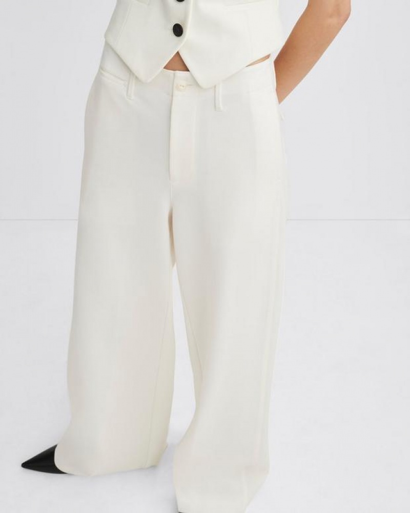 Women's Rag & Bone Sofie Ponte Classic Fit Pants White | 280HPUKAJ