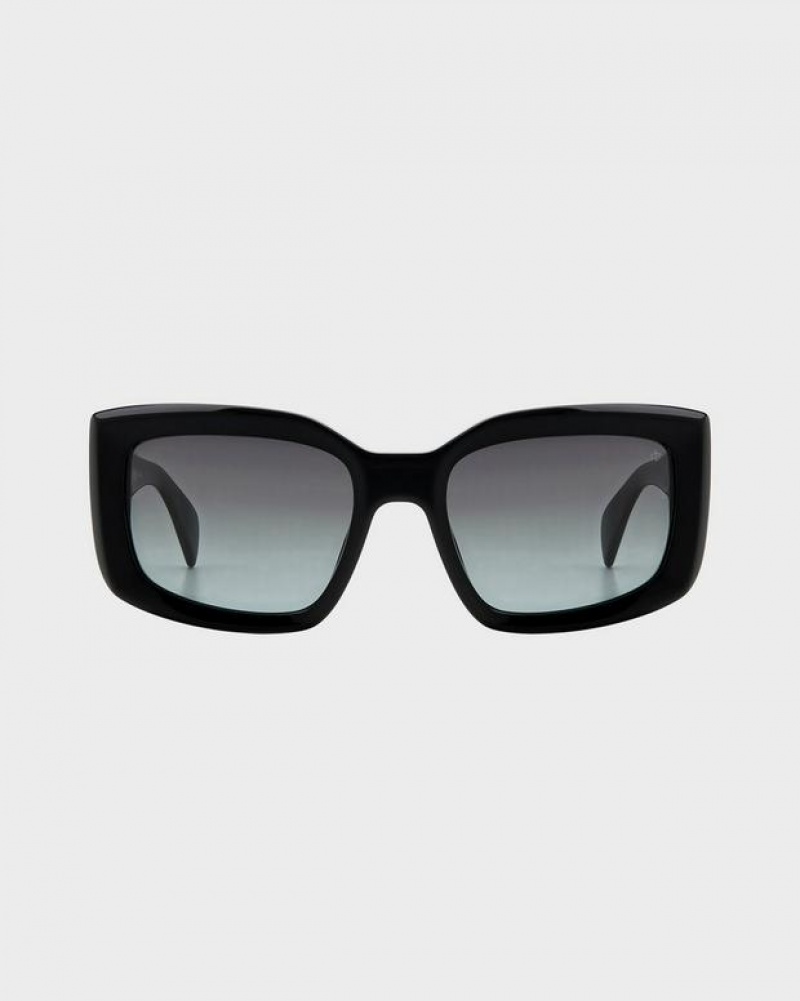 Women's Rag & Bone Sofie Rectangular Sunglasses Black | 587AFXHEG