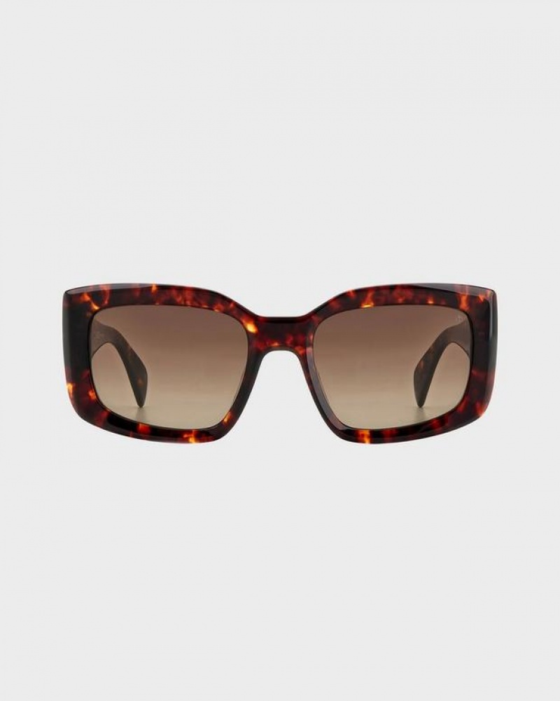 Women's Rag & Bone Sofie Rectangular Sunglasses Havana | 869DUAQKB