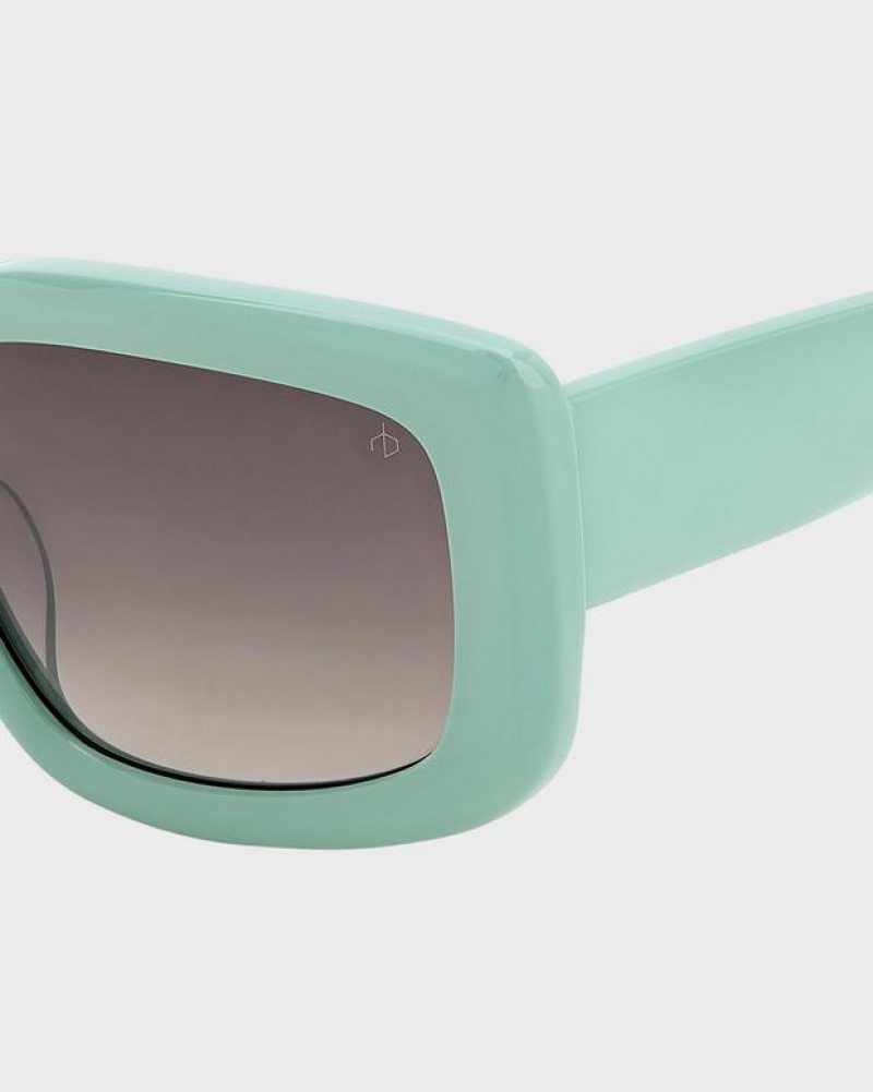 Women's Rag & Bone Sofie Rectangular Sunglasses Green | 249TQEXKN