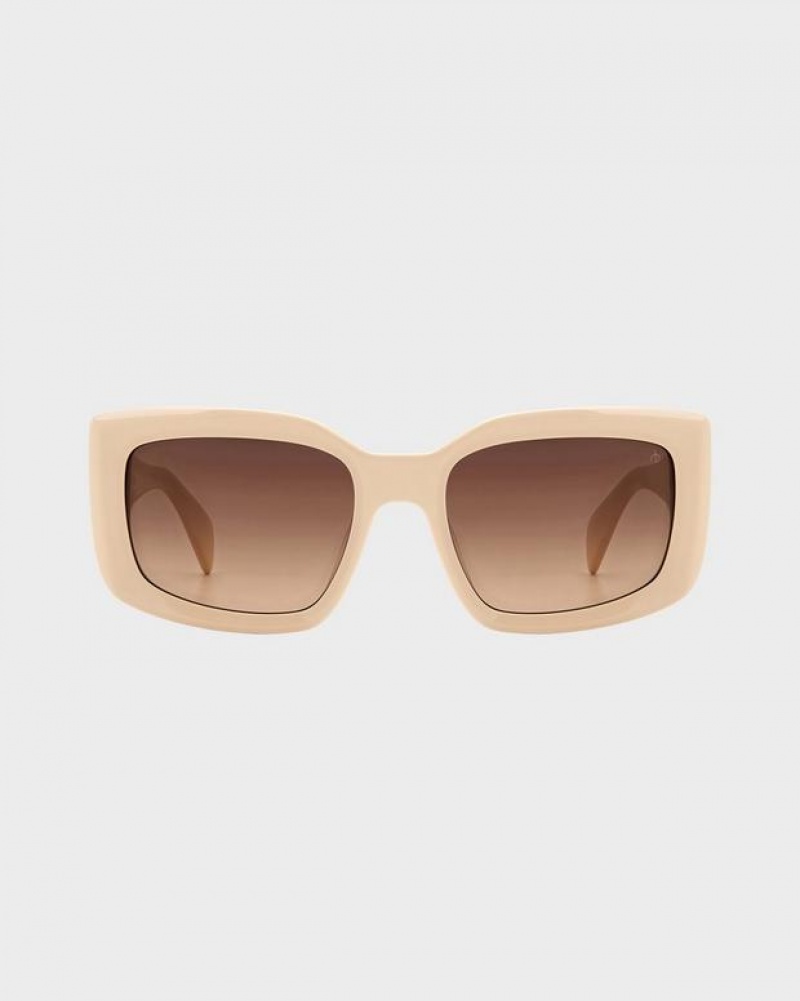 Women's Rag & Bone Sofie Rectangular Sunglasses Beige | 067CSUMDN