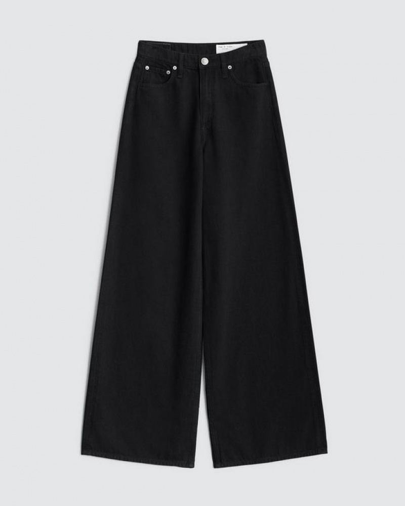 Women's Rag & Bone Sofie Wide-Leg High-Rise Rigid Jeans Black | 201MTGZYH