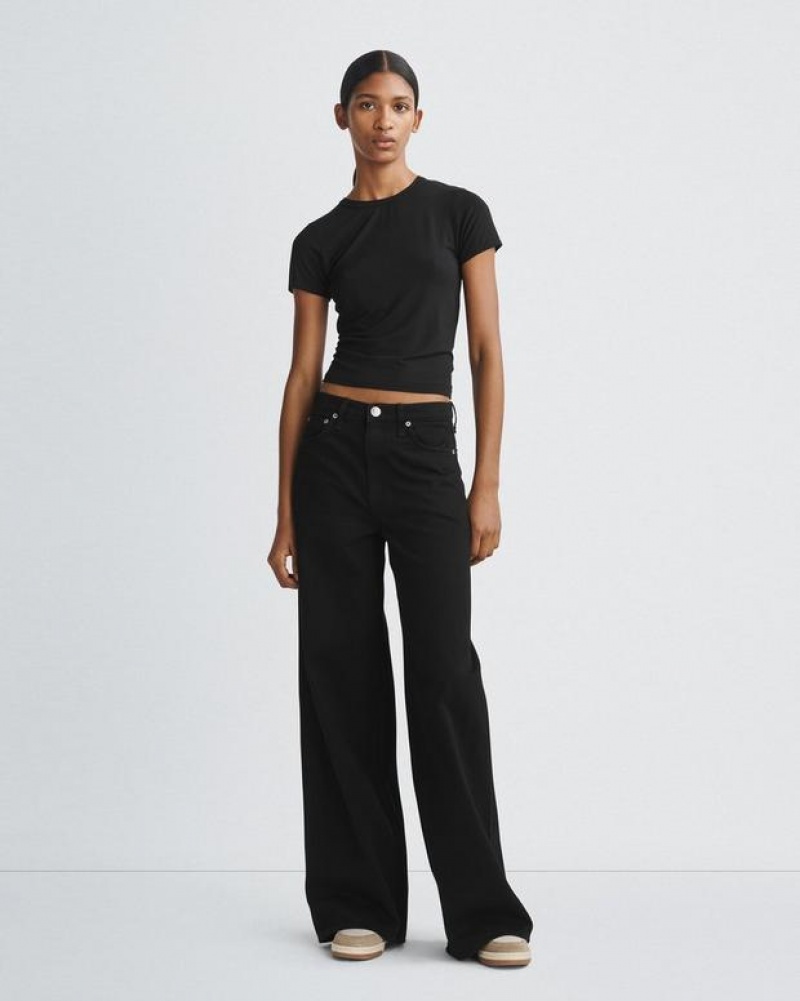 Women's Rag & Bone Sofie Wide-Leg High-Rise Rigid Jeans Black | 201MTGZYH