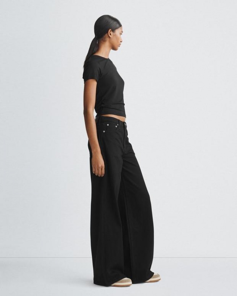 Women's Rag & Bone Sofie Wide-Leg High-Rise Rigid Jeans Black | 201MTGZYH