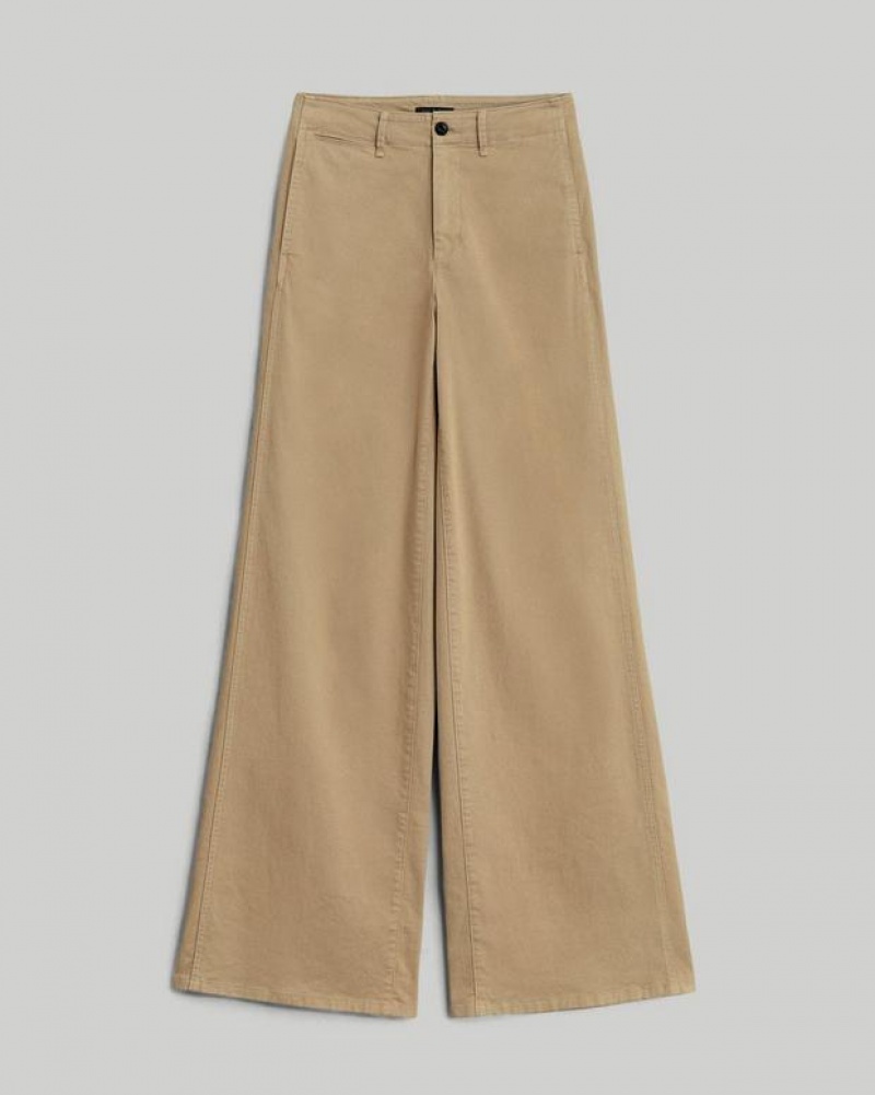 Women's Rag & Bone Sofie Wide Leg Cotton Chino Relaxed Fit Pants Khaki | 376OEFAMC