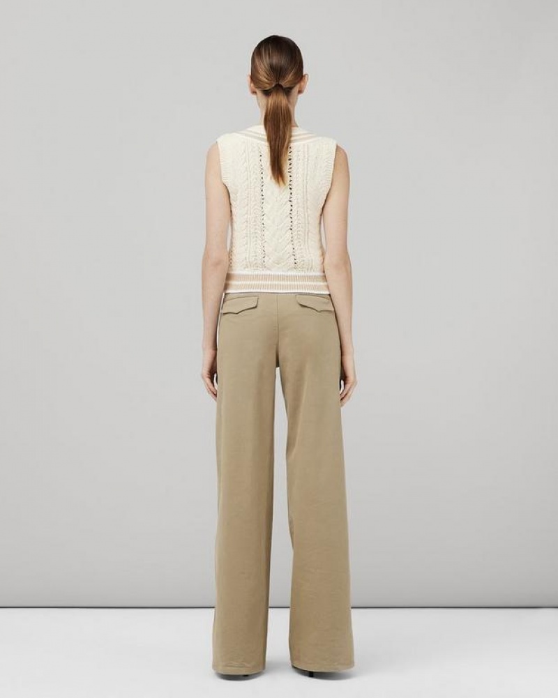 Women's Rag & Bone Sofie Wide Leg Cotton Chino Relaxed Fit Pants Khaki | 376OEFAMC