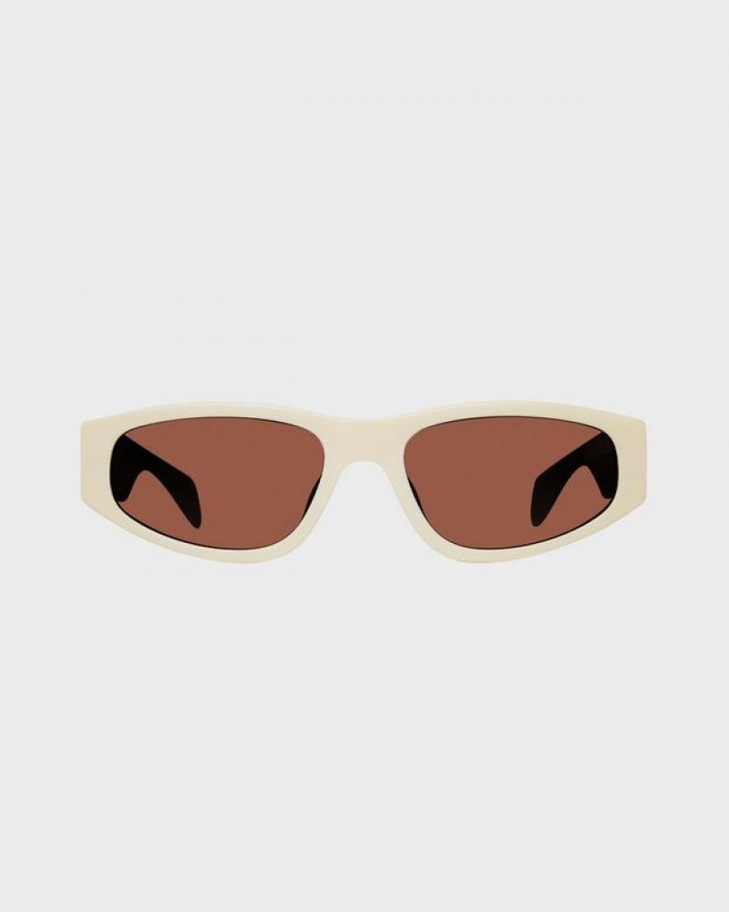 Women's Rag & Bone Soren Oval Sunglasses Cream Gold | 437QTHCPL