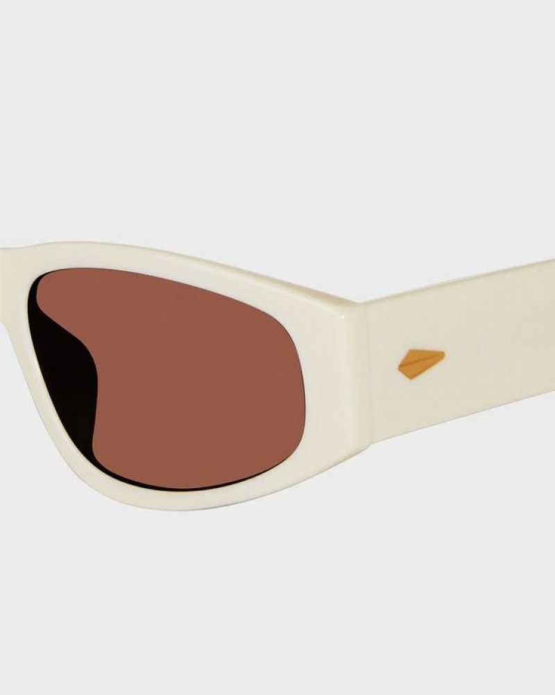 Women's Rag & Bone Soren Oval Sunglasses Cream Gold | 437QTHCPL