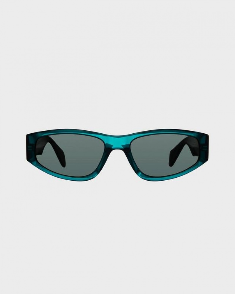 Women's Rag & Bone Soren Oval Sunglasses Turquoise | 379ZYENGQ