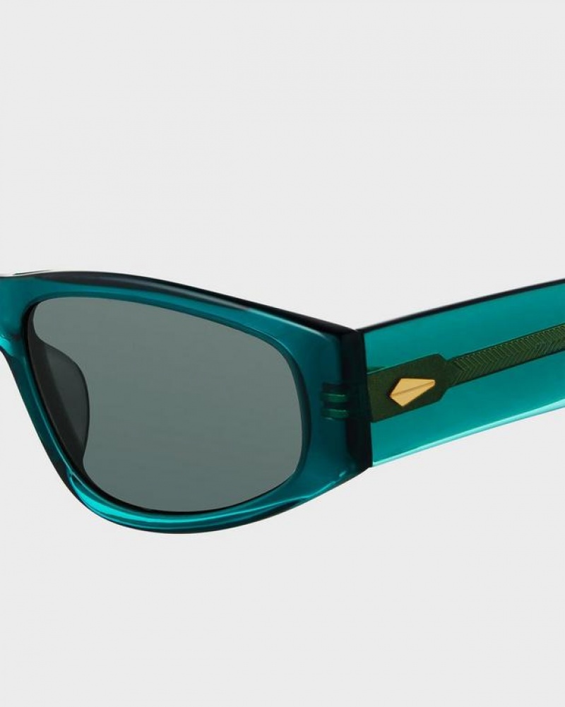 Women's Rag & Bone Soren Oval Sunglasses Turquoise | 379ZYENGQ