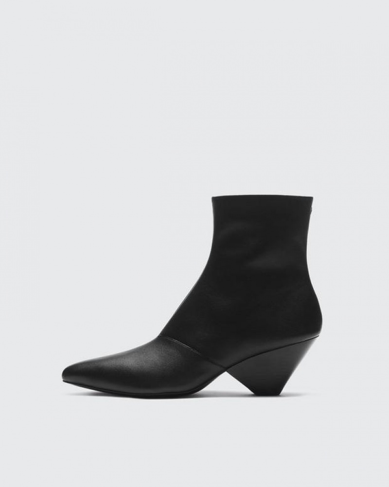 Women\'s Rag & Bone Spire - Leather Heeled Ankle Boots Black | 680USQHXW