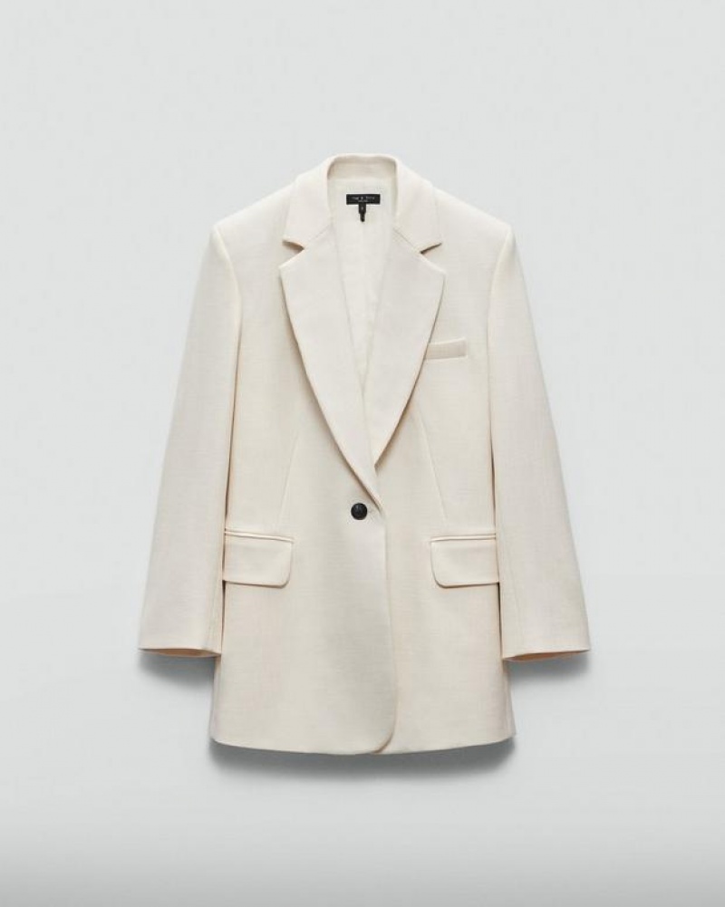 Women's Rag & Bone Suzanne Viscose Relaxed Fit Blazers White | 830YORALZ