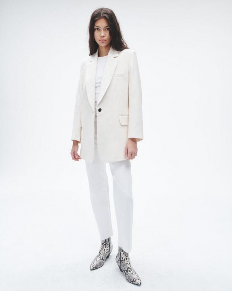 Women's Rag & Bone Suzanne Viscose Relaxed Fit Blazers White | 830YORALZ