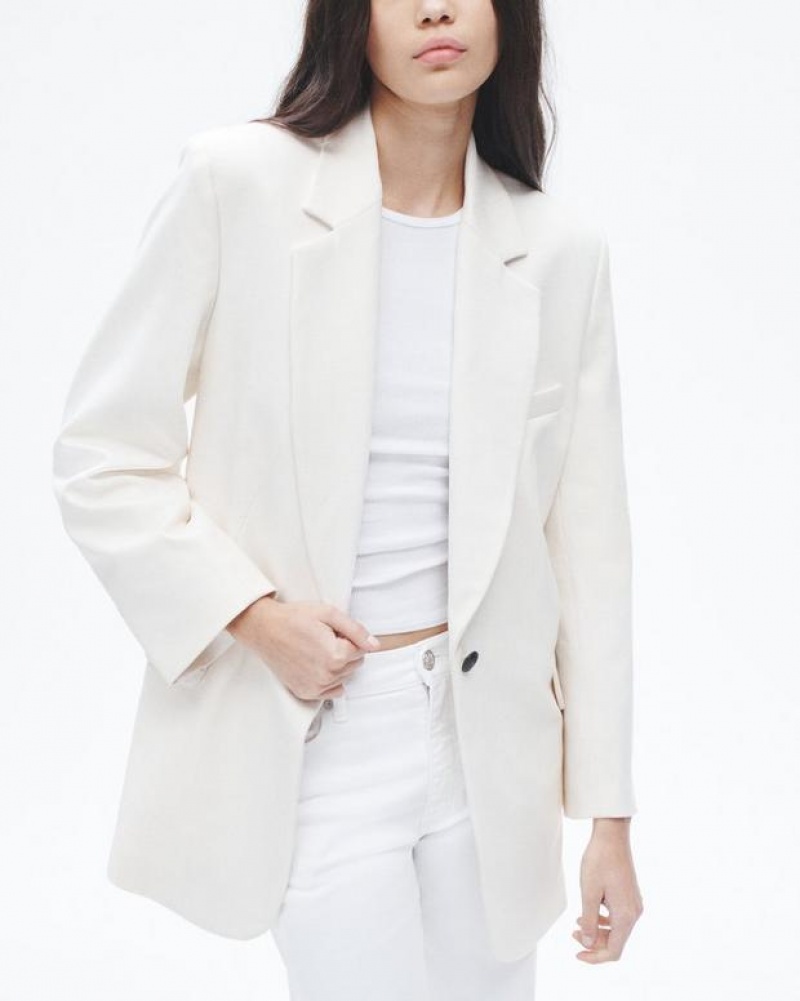 Women's Rag & Bone Suzanne Viscose Relaxed Fit Blazers White | 830YORALZ