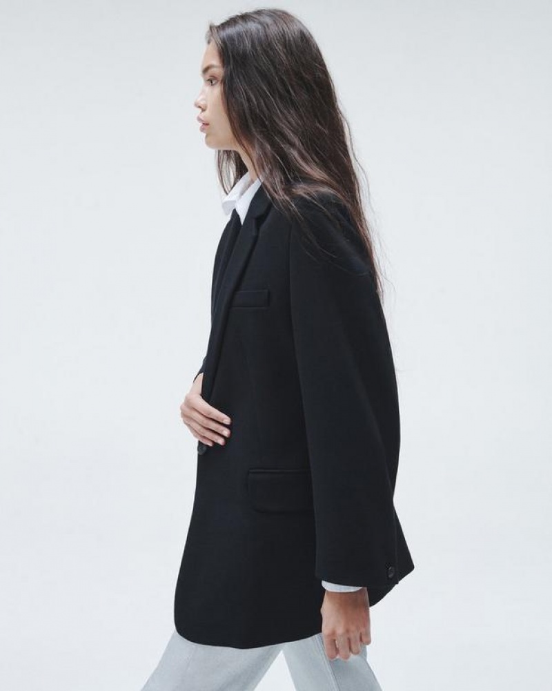 Women's Rag & Bone Suzanne Viscose Relaxed Fit Blazers Black | 640JSXUCO