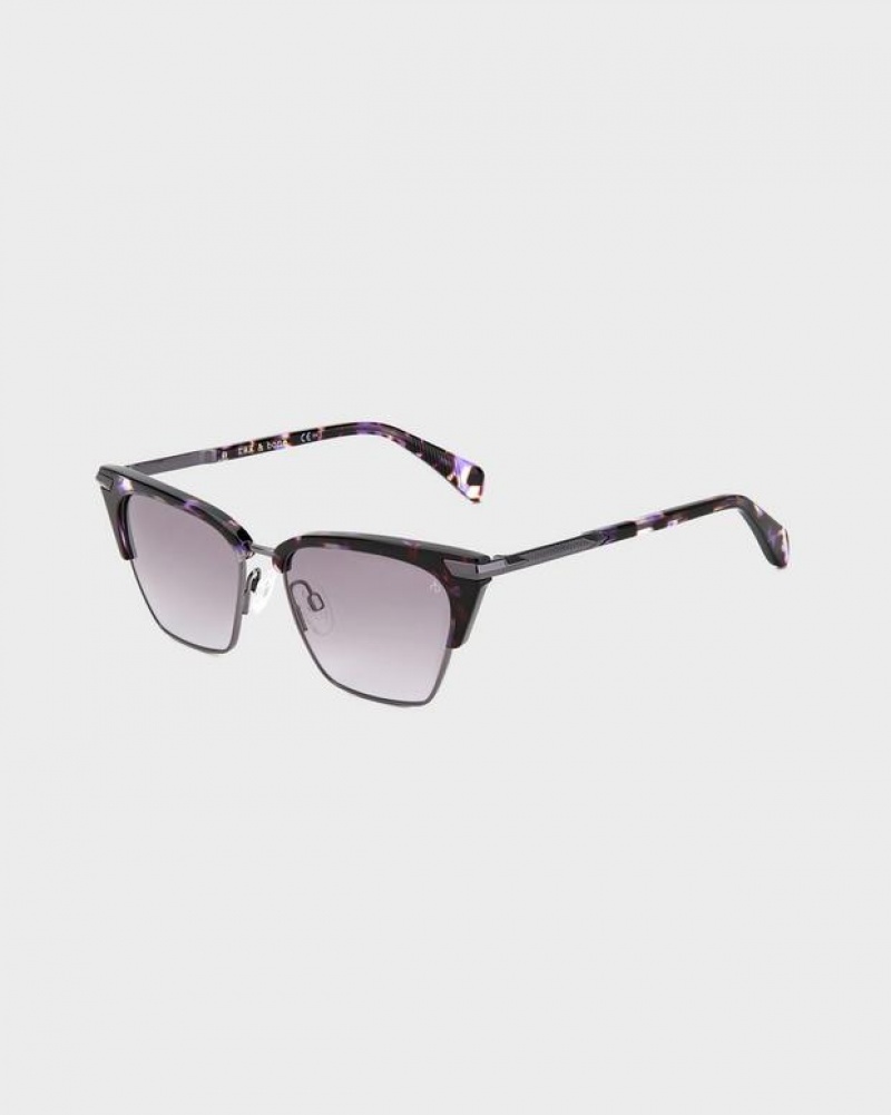 Women\'s Rag & Bone Tana Butterfly Sunglasses Purple | 205JOEMFH