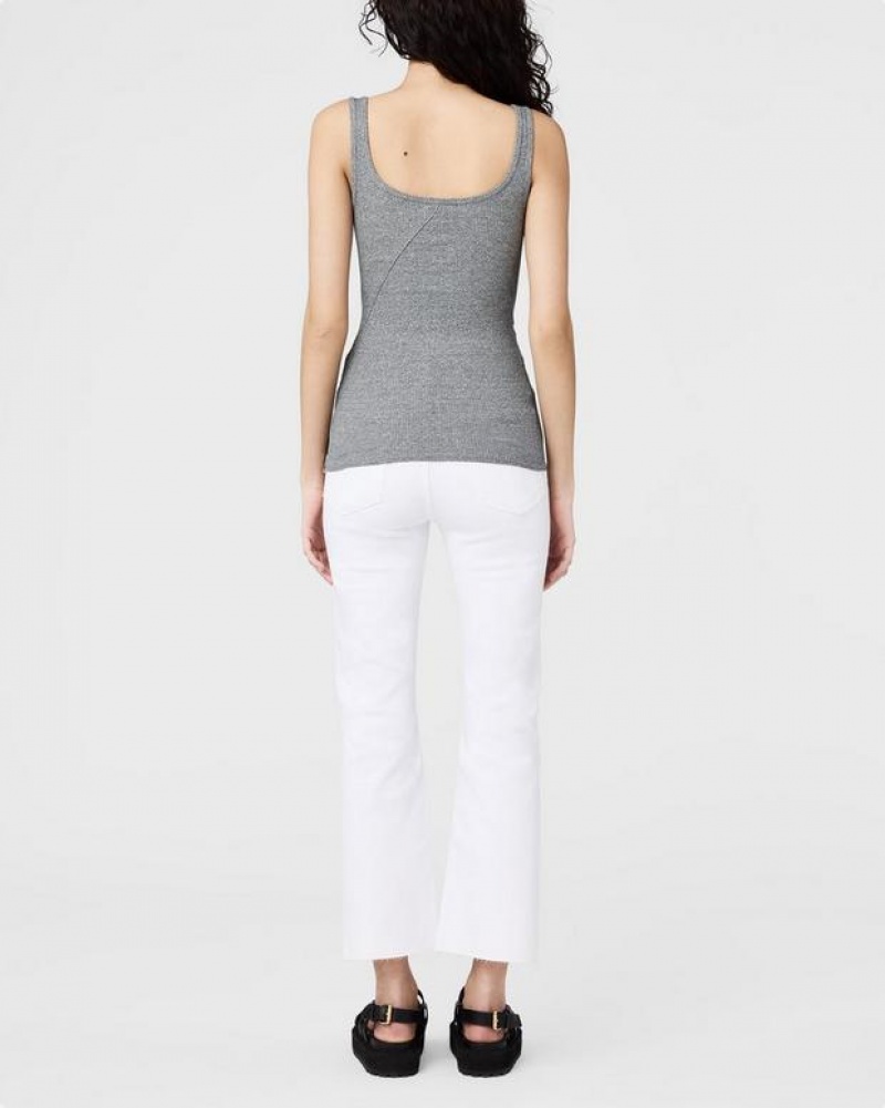 Women's Rag & Bone The Essential Rib Scoopneck Tank Pima Cotton Tank T-Shirt Grey | 423SKPGUD