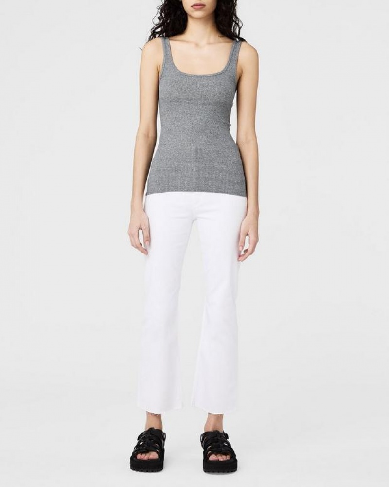 Women\'s Rag & Bone The Essential Rib Scoopneck Tank Pima Cotton Tank T-Shirt Grey | 423SKPGUD