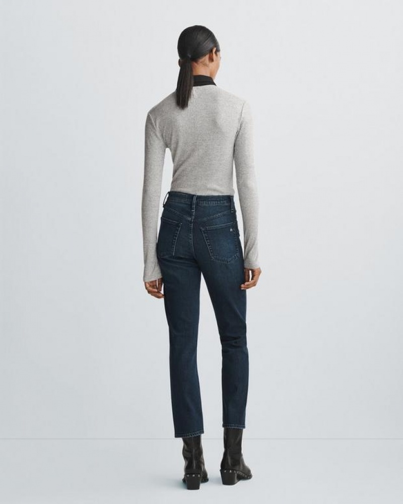 Women's Rag & Bone The Knit Colorblock Rib Cotton Tops Grey | 431AOUEQY