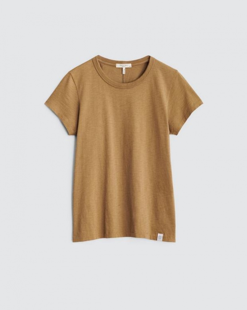 Women's Rag & Bone The Slub Tee Organic Pima Cotton T-Shirt Khaki | 214QWJRMA